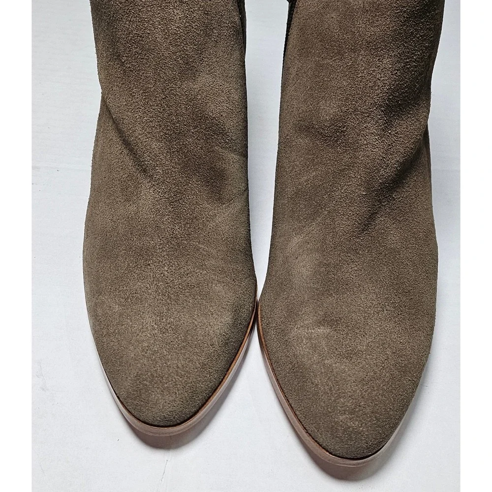 Sole‎ Society River Army Cow Suede Ankle Booties Side Zip Block Heel Womens 6.5M